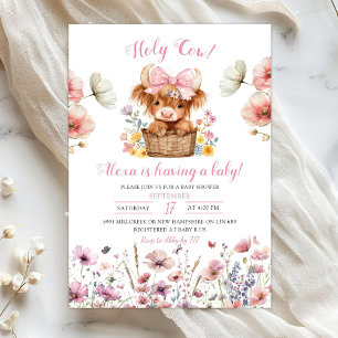 Rosa florale Färse-Baby-Shower-Einladung Einladung