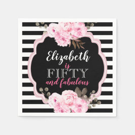 Rosa florale Fifty & Fantastisches Foto Schwarz &  Serviette