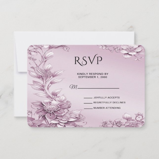 Rosa florale Foliage RSVP-Karte RSVP Karte (Vorderseite)