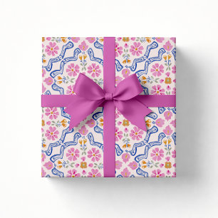 Rosa florale Folk-Babyshower-Geschenkpapier Geschenkpapier