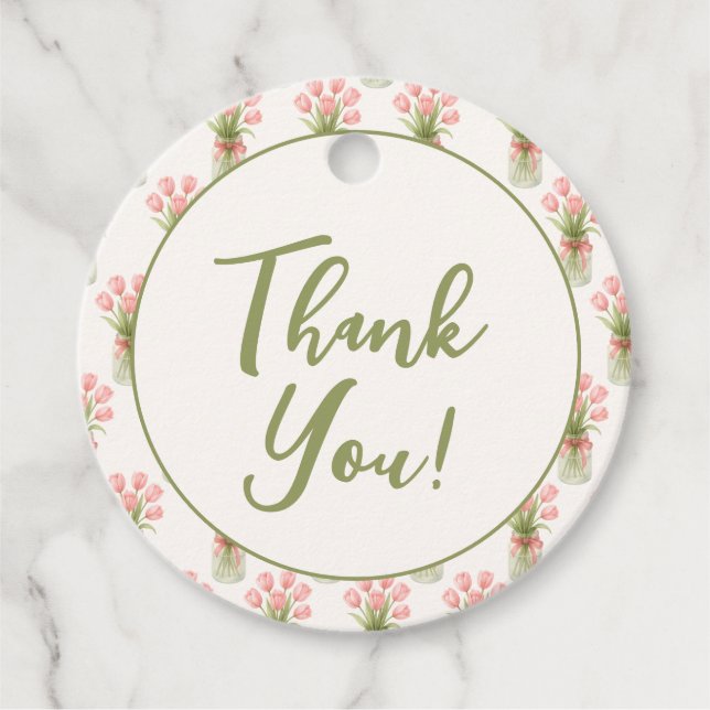 Rosa florale Frisch vom Markt Brautparty Geschenkanhänger (Vorderseite)