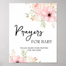 Rosa florale Gebete für Babysignatur Poster