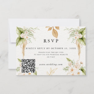 Rosa Florale Gold Geometrische Hochzeit RSVP Karte