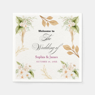 Rosa Florale Gold Geometrische Hochzeit Serviette