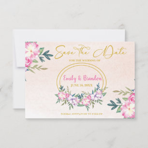 Rosa florale Goldrahmen Hochzeit Sichern Sie das D