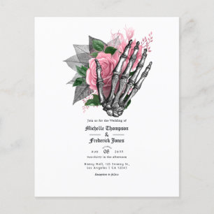 Rosa florale gotische Hochzeitseinladung Flyer