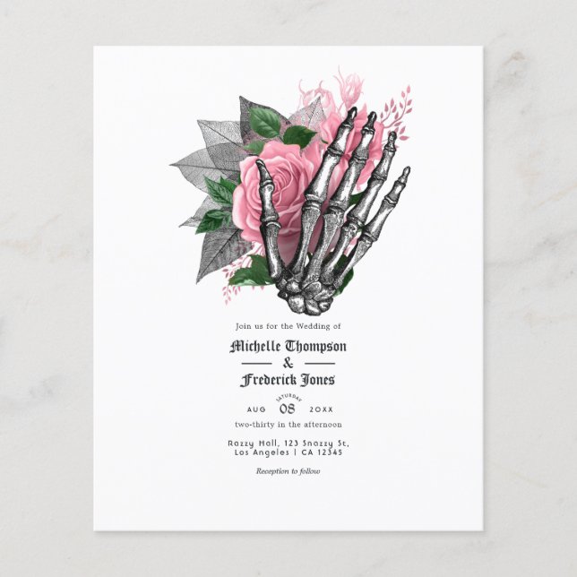 Rosa florale gotische Hochzeitseinladung Flyer (Vorne)