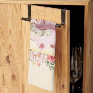 Rosa, florale Grafik, Lady of Spring Geschirrtuch