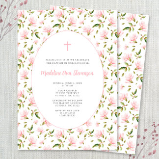 Rosa florale Grandmillenial Girl Taufe Einladung