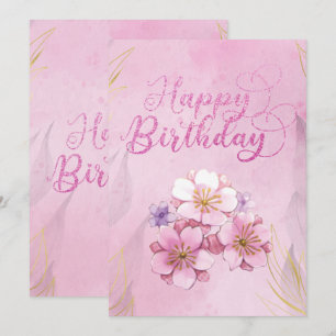 Rosa florale Happy Birthday Flat Card