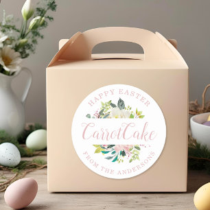 Rosa florale Happy Osterfeier hausgemachte Backges Runder Aufkleber