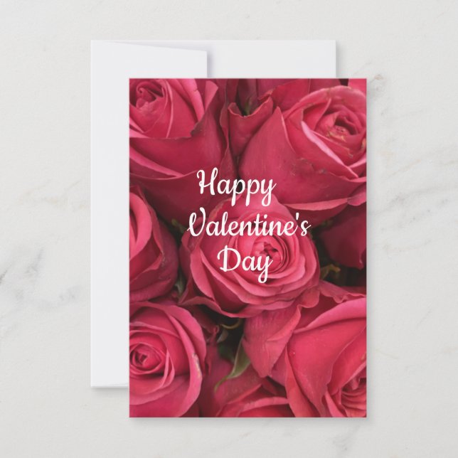 Rosa florale Happy Valentine's Day Card Karte (Vorderseite)
