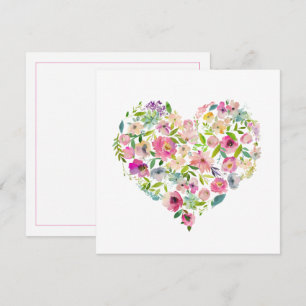 Rosa florale Herz Valentinstag Liebes-Notizkarte Mitteilungskarte