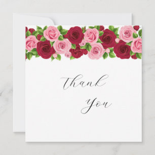 Rosa florale Hochzeit Danke Karte