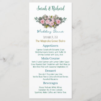 Rosa Florale Hochzeit Menükarte