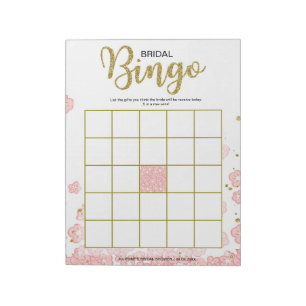 Rosa florale Hochzeits-Bingo Notizblock