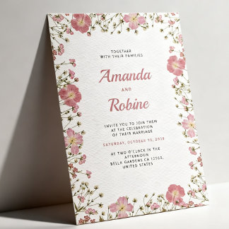 Rosa Florale Hochzeits-Einladung Einladung