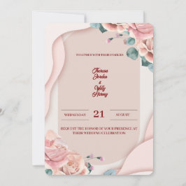 Rosa Florale Hochzeits-Einladung | Elegant Einladung