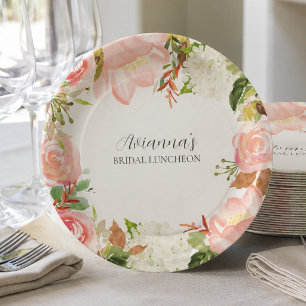 Rosa florale Hochzeits-Luncheon Pappteller