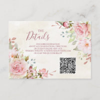 Rosa florale Hochzeits-QR-Code-Details Einstecken