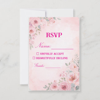"Rosa Florale Hochzeits-RSVP-Karte Antwortkarte" RSVP Karte