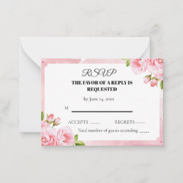 Rosa Florale Hochzeits-RSVP-Karte Mitteilungskarte
