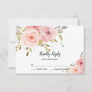 Rosa Florale Hochzeits-RSVP-Karte RSVP Karte