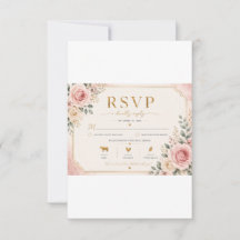 Rosa Florale Hochzeits-RSVP-Karte | Wasserfarben R