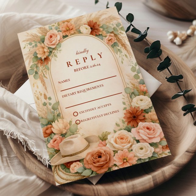 Rosa Florale Hochzeitsbogen RSVP Karte (Von Creator hochgeladen)