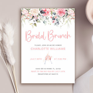 Rosa Florale Hochzeitsbrunch Einladung