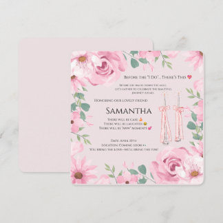 Rosa Florale Hochzeitsdusche-Einladung – Elegantes Einladung
