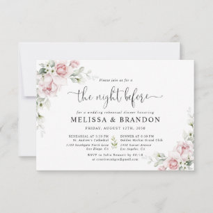 Rosa florale Hochzeitsprobe-Dinner-Einladungen RSVP Karte