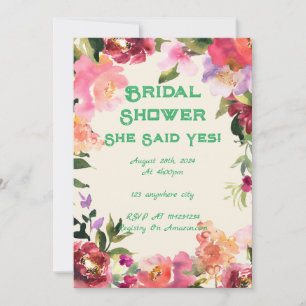 Rosa florale Hochzeitsshower-Einladung Save The Date