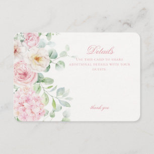 Rosa florale Hortensien Botanische Blüten Details Begleitkarte