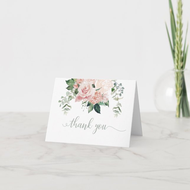 Rosa Florale Hydrangea-Dankeskarten Dankeskarte (Vorderseite)