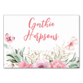 Rosa florale individuelle Gästekarte Tischnummer