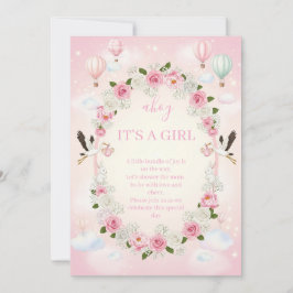 Rosa florale "It's a Girl" Babyparty-Einladung Einladung