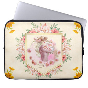 Rosa florale Kunst, Dame des Frühlings Laptopschutzhülle