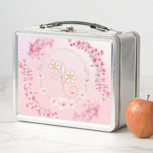 Rosa florale Kunst, frische Frühlingsblüte Design Metall Brotdose