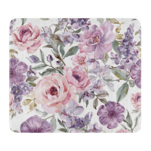 Rosa Florale Lavendel-Rose Wasserfarbe Lila Blume Schneidebrett