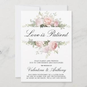 Rosa Florale Liebe ist geduldig Hochzeit in Blush- Ankündigung