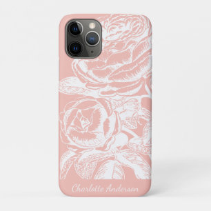 Rosa Florale Linienkunst Personalisiert Case-Mate iPhone Hülle