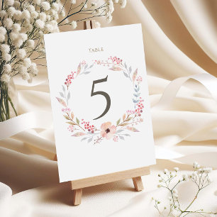Rosa Florale Mädchen-Tauf-Tischnummern RSVP Karte