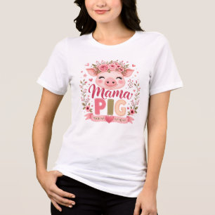 Rosa florale Mama-Schwein Süße Farm Tier Muttersch Tri-Blend Shirt