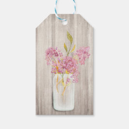 Rosa florale Mason Jar Rustikale Geschenketags Geschenkanhänger