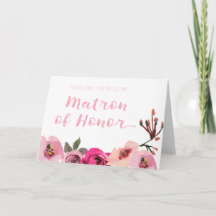 Rosa florale Matrone der Ehre Danke Karte
