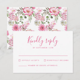 Rosa florale Minimal Wedding RSVP Card Karte