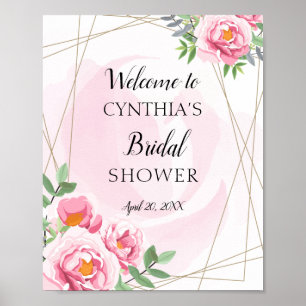Rosa Florale Moderne Geometrie Hochzeitsdusche Wil Poster