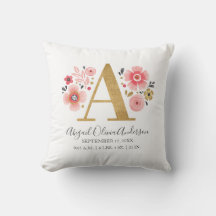 Rosa florale Monogramm Anfangsbuchstaben A Geburts