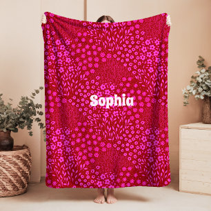 Rosa Florale Namens-Sherpa-Decke Grandmillennial Sherpadecke